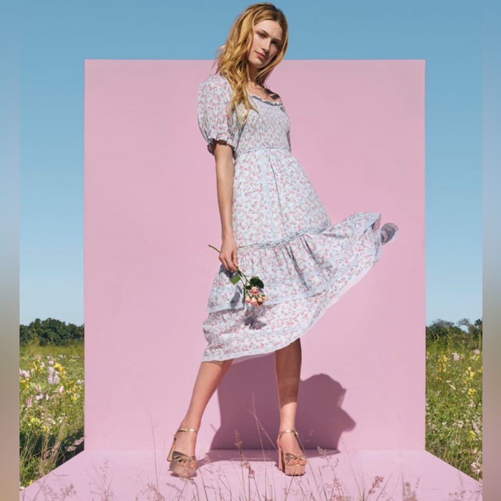 Loveshackfancy x Target smocked dress in blue floral size xxs